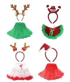 Wickedfun Girls Christmas Skirt Dress With Headbands
