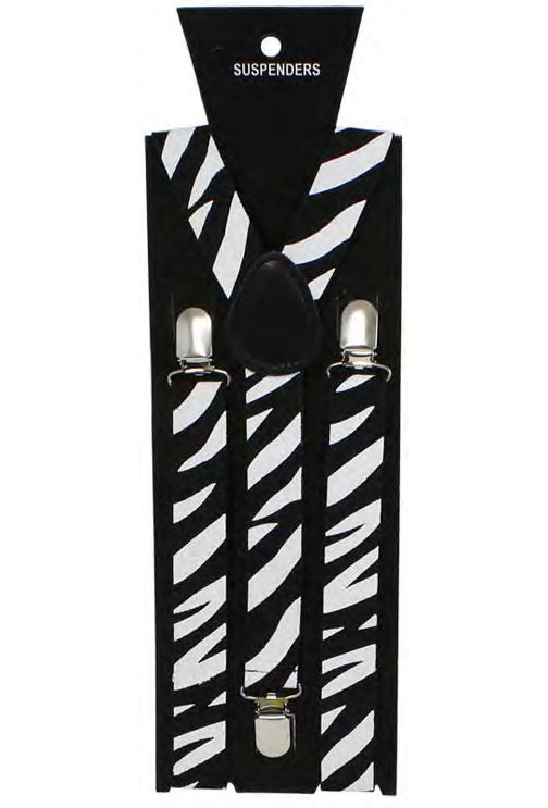 Wickedfun Black White Zebra Printed Braces 2.5 cm