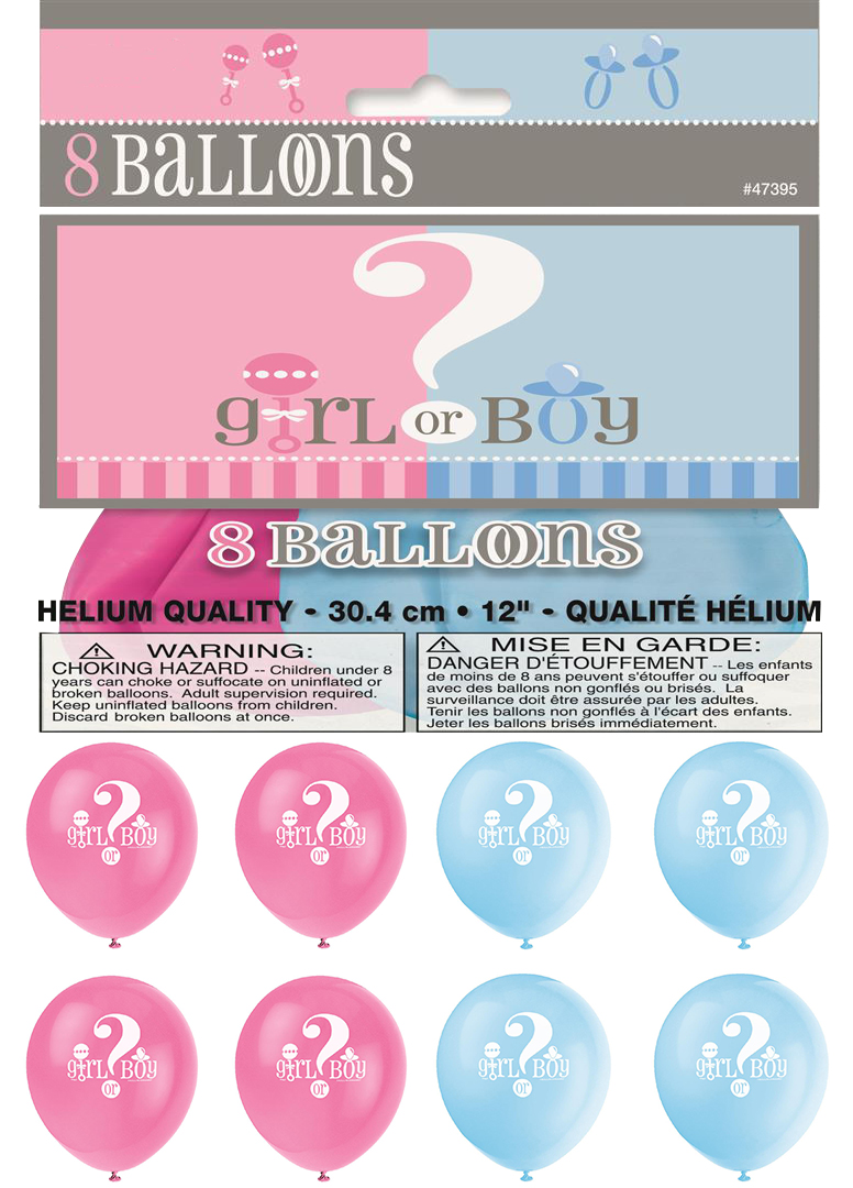12 Inches Gender Reveal Balloons (Pack of 8)