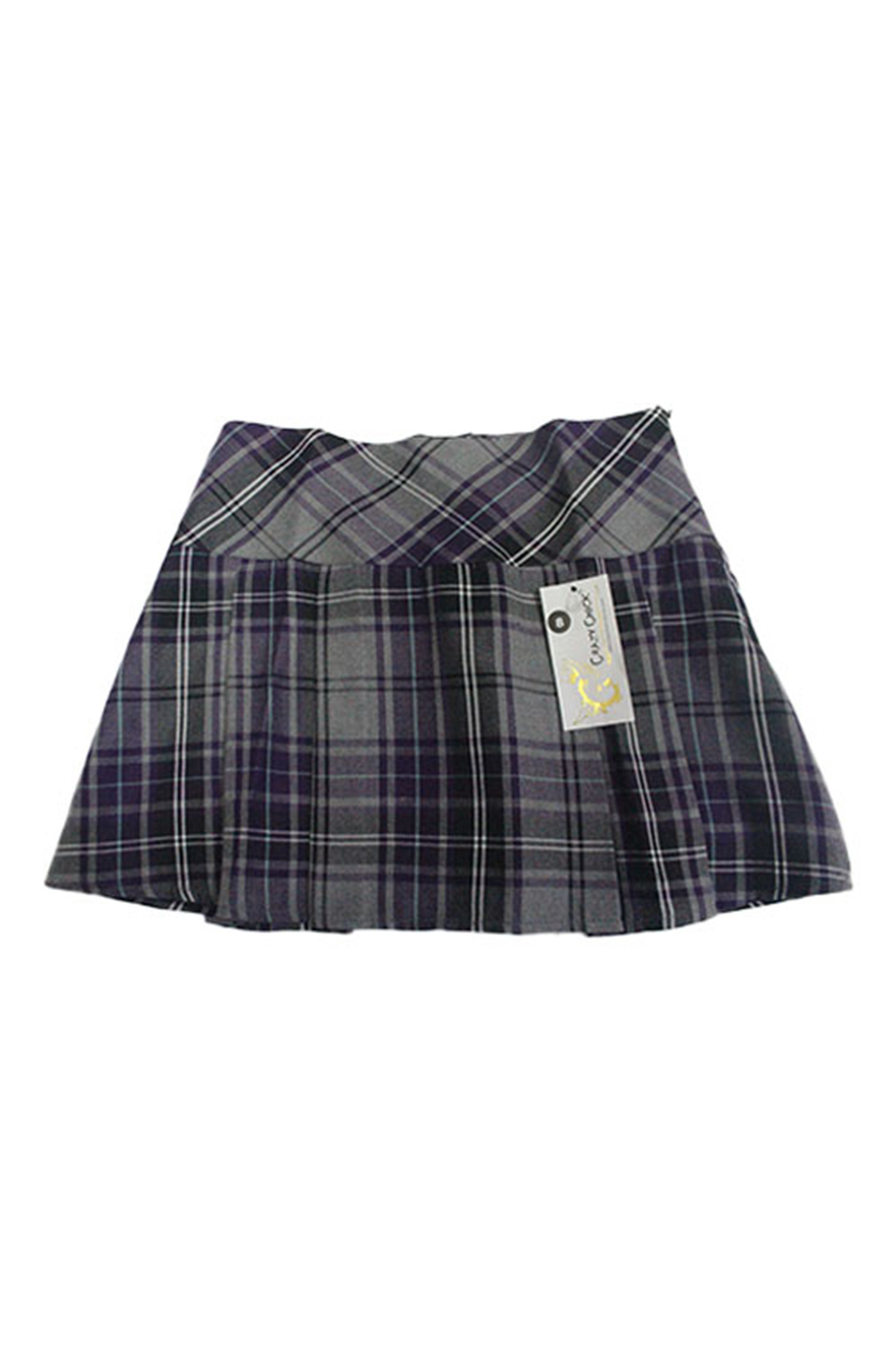 Crazy Chick Adult Full Pleated Grey Purple Tartan Skirt (12 Inches)