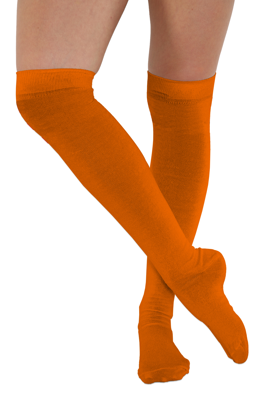 Crazy Chick Plain Orange OTK Socks (12 Pairs)