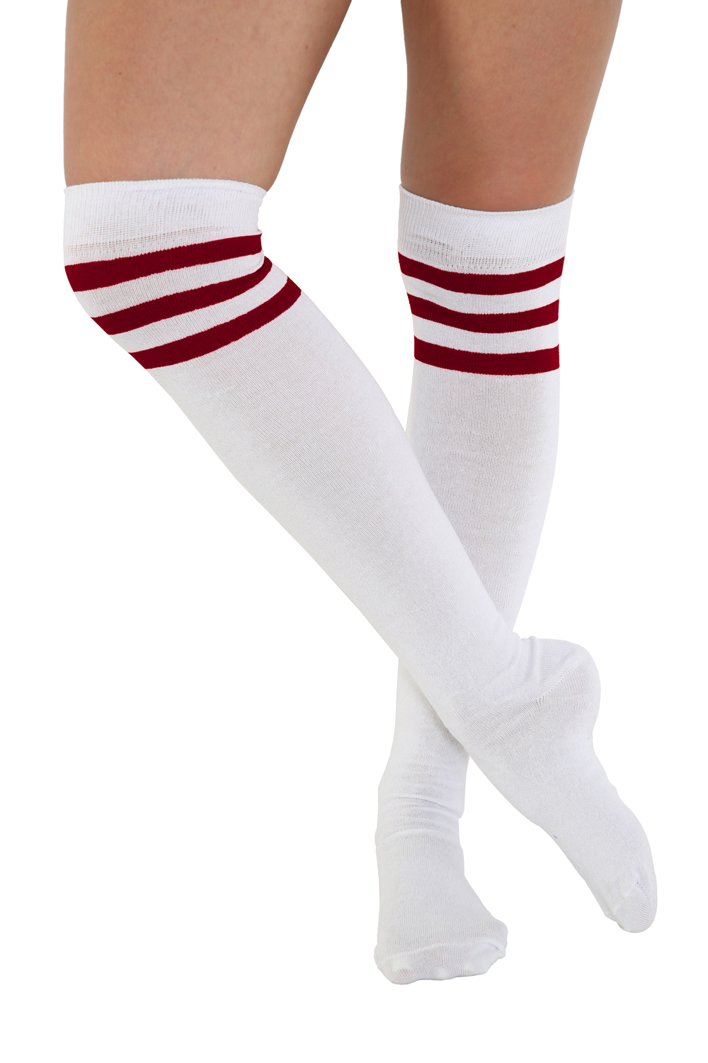 Crazy Chick 3 Stripes Referee OTK White With Red (12 Pairs)