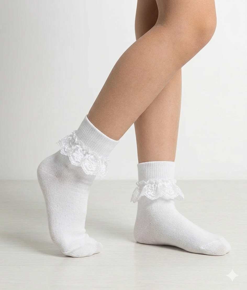 Crazy Chick White Ankle Lace Socks