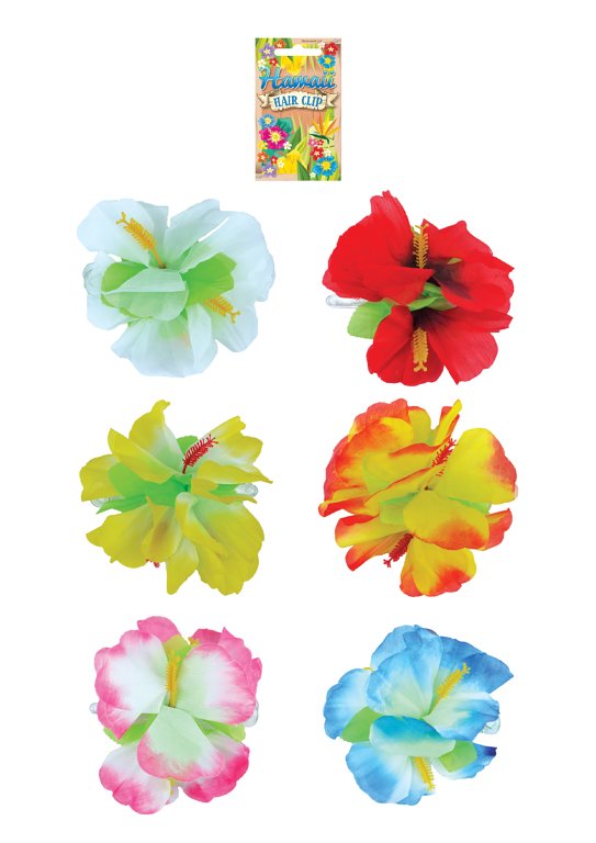 Hibiscus Flower Hair Clips Set (6 Assorted Colours)
