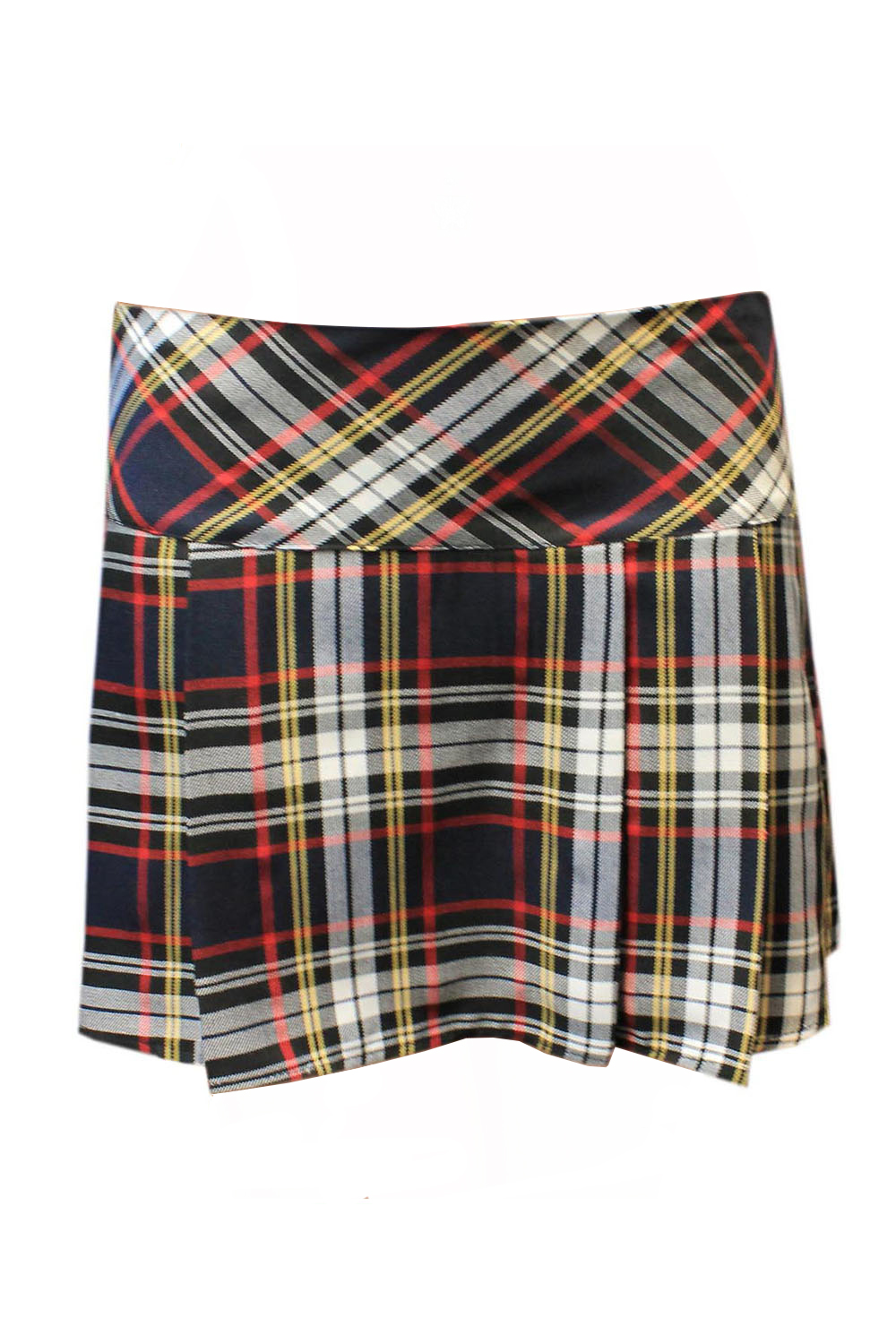 Crazy Chick Adult Box Pleated Black Yellow Tartan Skirt (14 Inches)