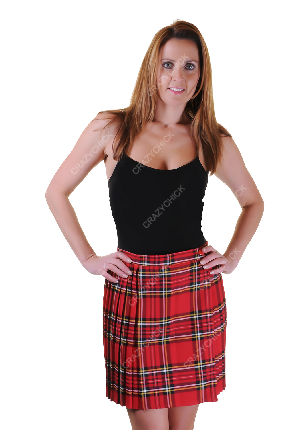 Crazy Chick Adult Red Wrap Over Tartan Skirt (18 Inches)