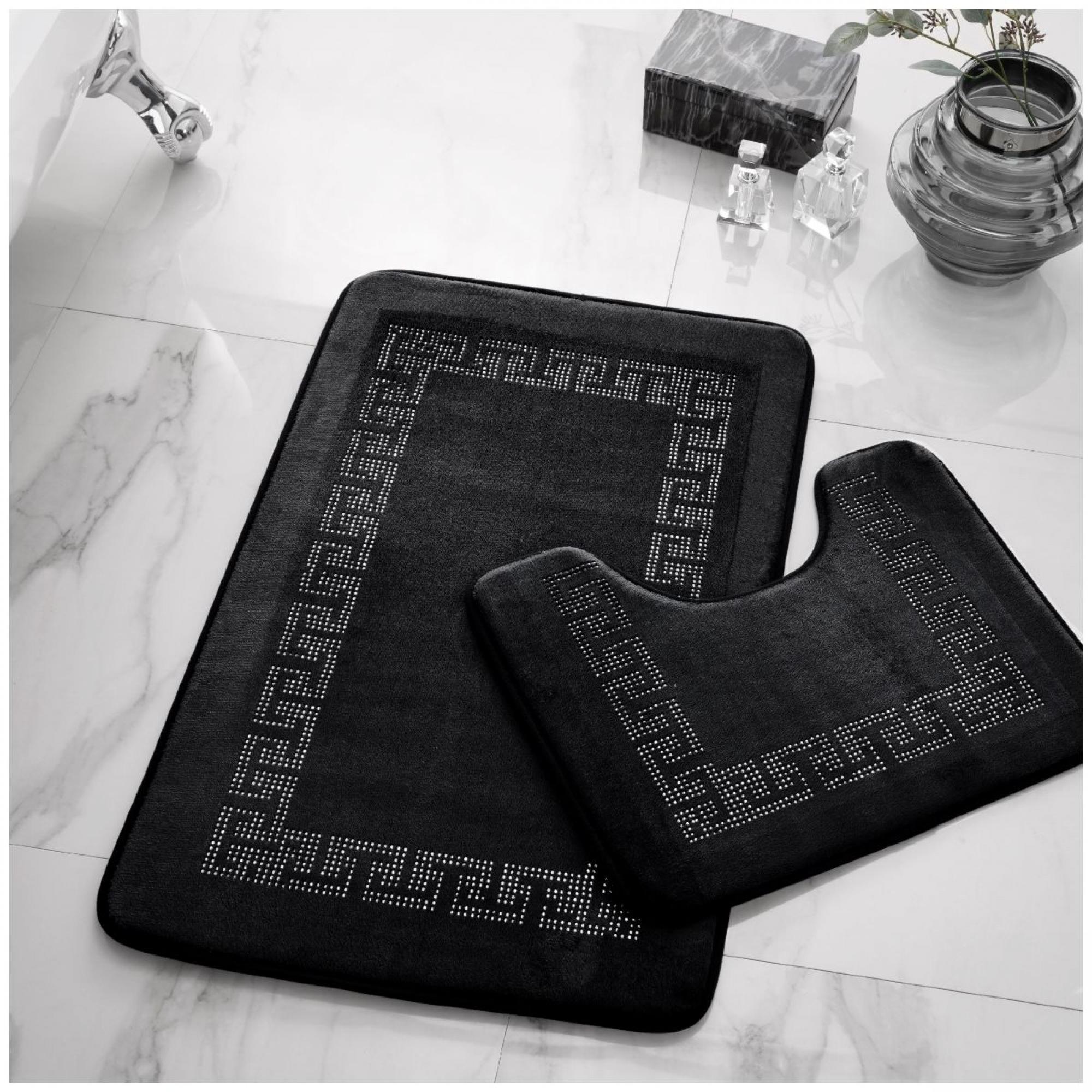 2PC DIAMOND MEMORY BATH MAT BLACK - 41167075