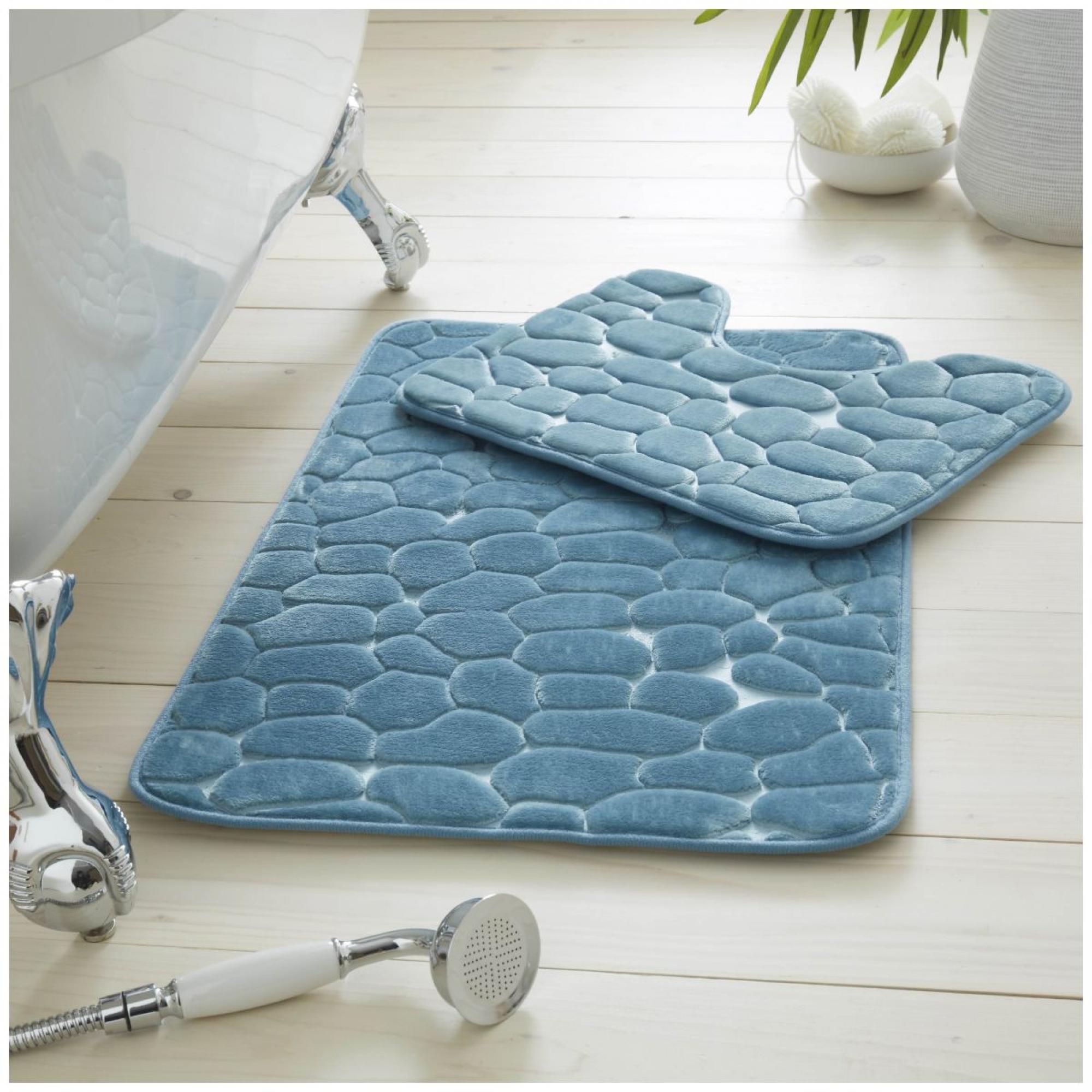 2PC PEBBLE MEMORY BATH SET AQUA