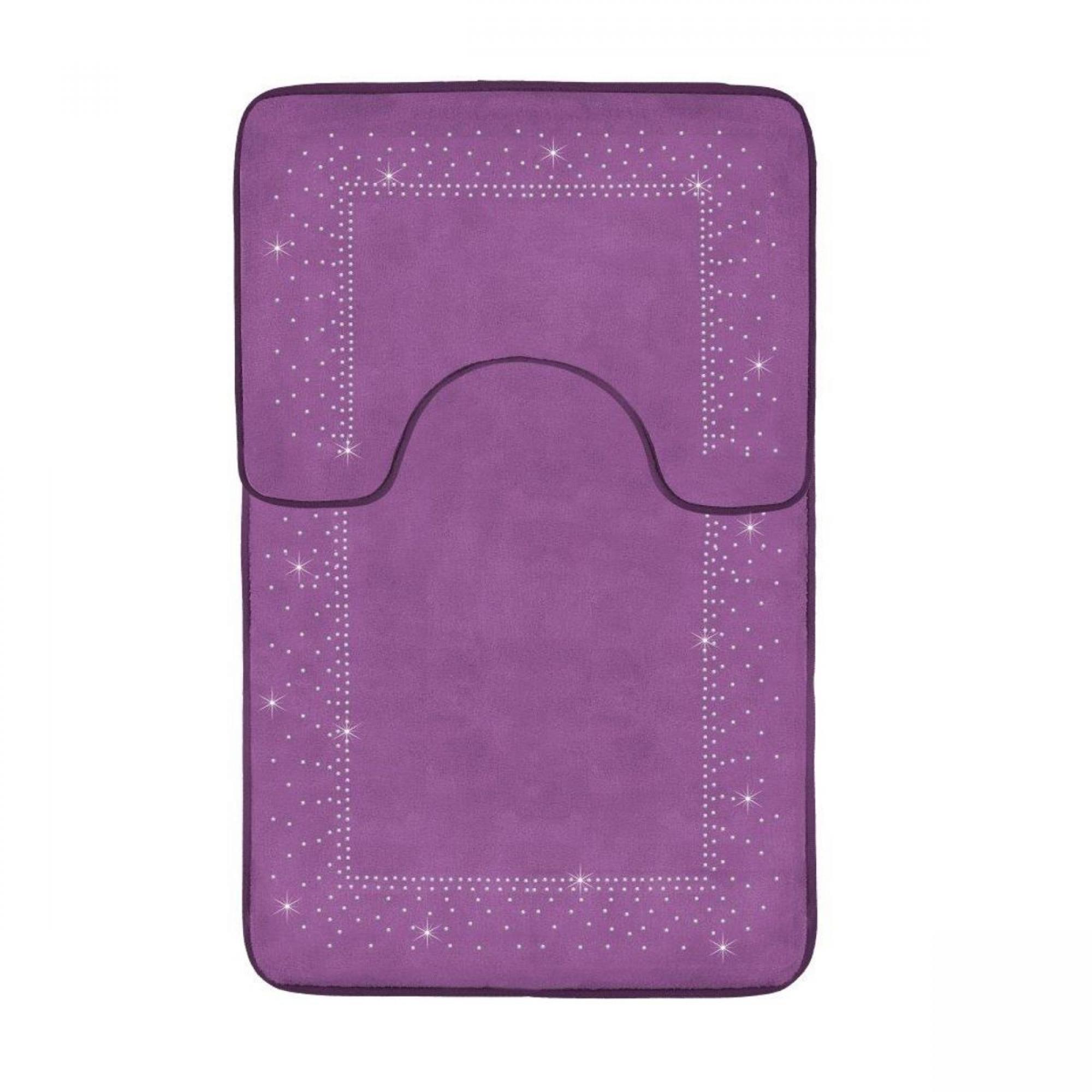 2PC SPARKLE MEMORY BATH MAT PURPLE - 41167198