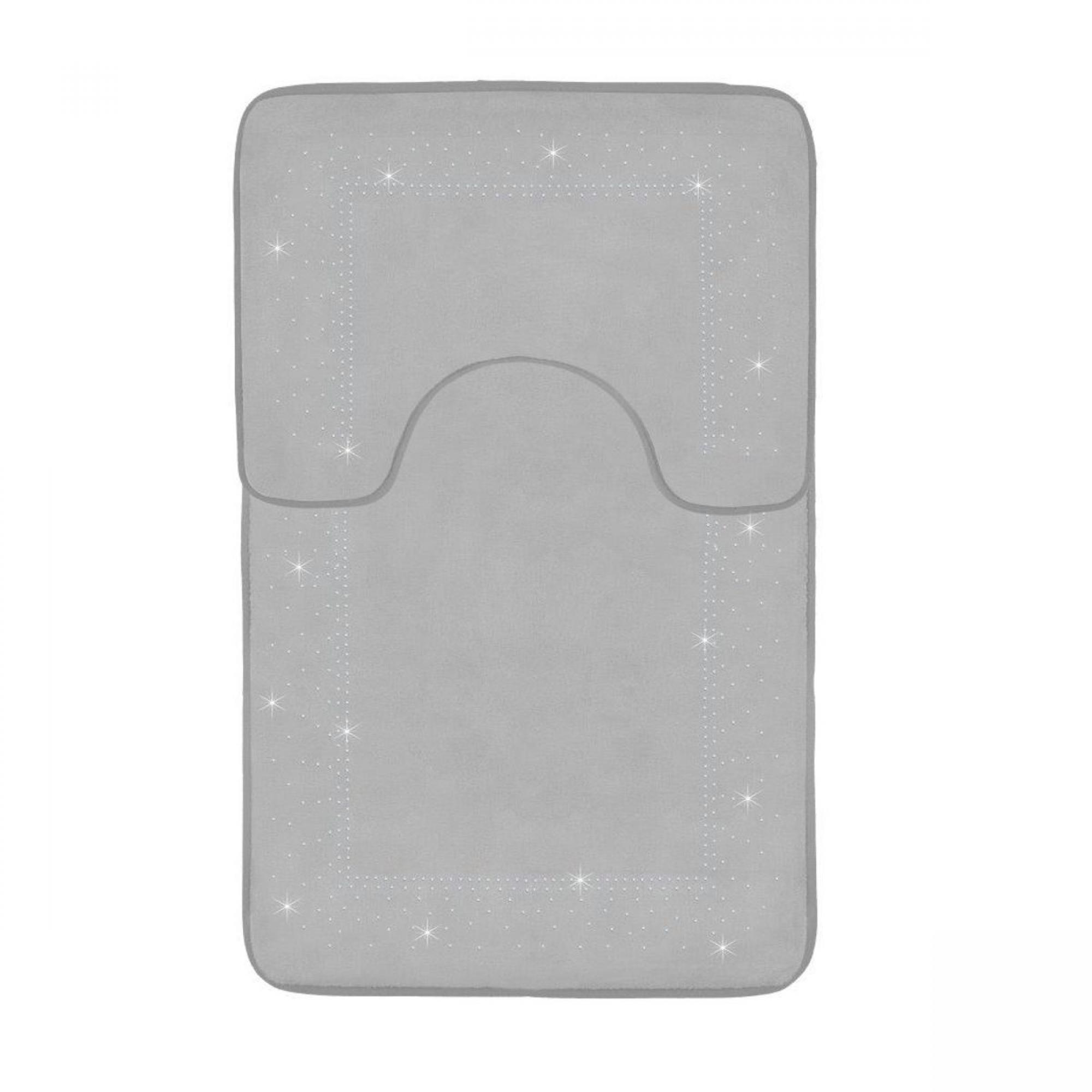 2PC SPARKLE MEMORY BATH MAT SILVER - 41167112