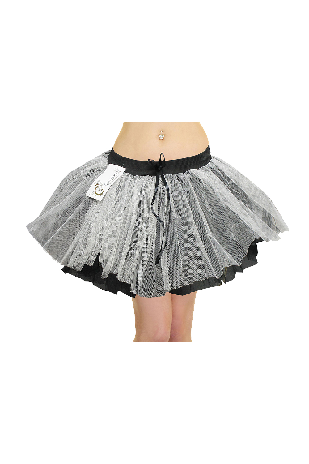 Crazy Chick Adult 3 Layers Black and White / Grey Zombie Tutu Skirt