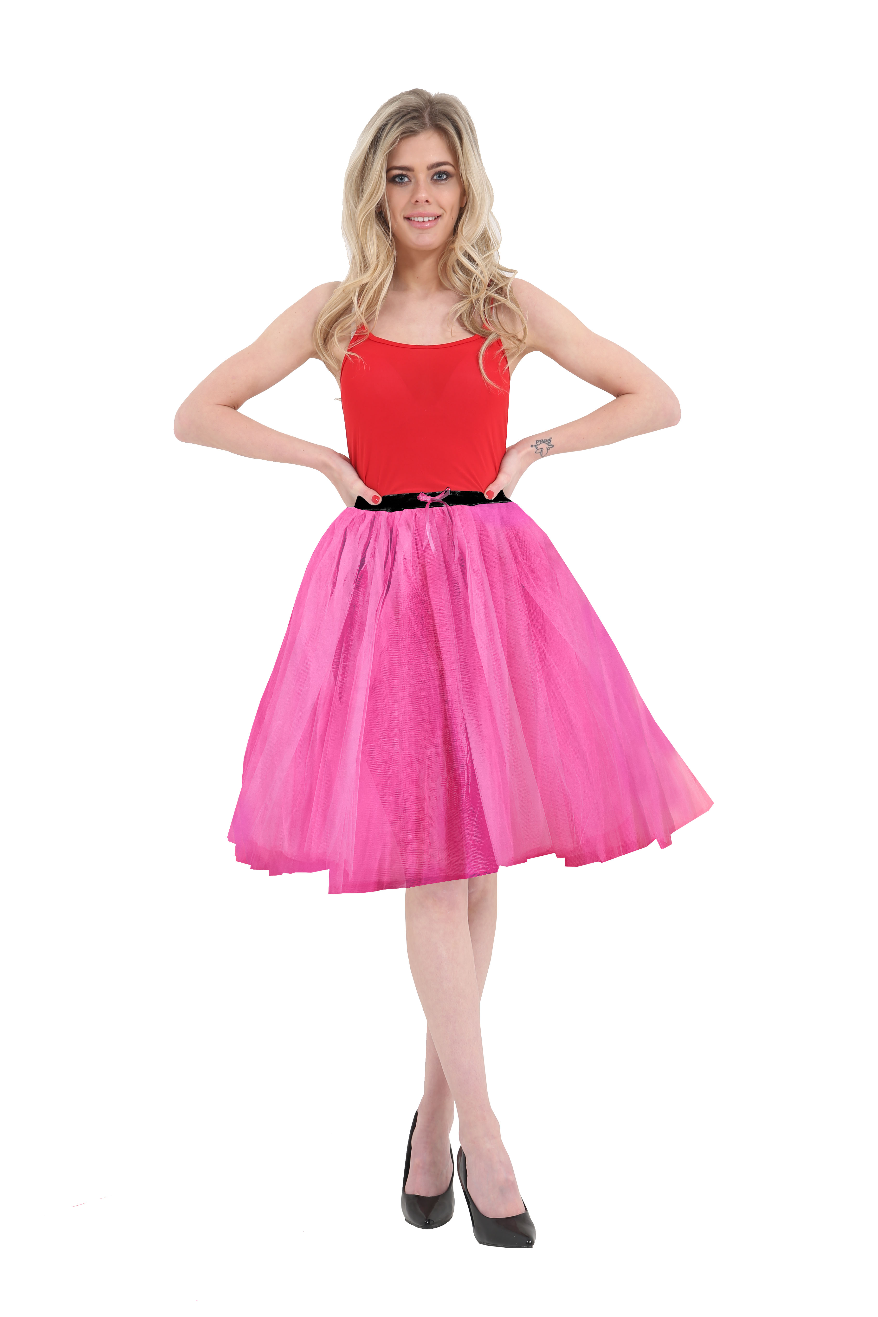 Crazy Chick Adult 3 Layer Pink 25 Inches Long Tutu Skirt