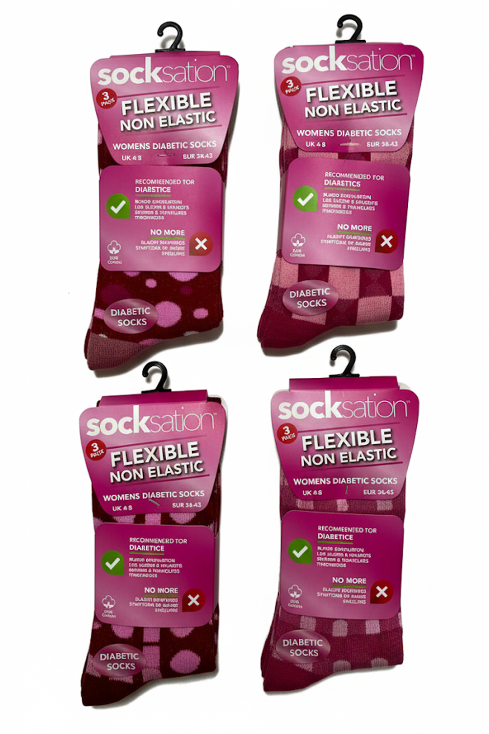 Active Star Womens Diabetic Socks Geometric Mania (Pack of 3 Pairs)
