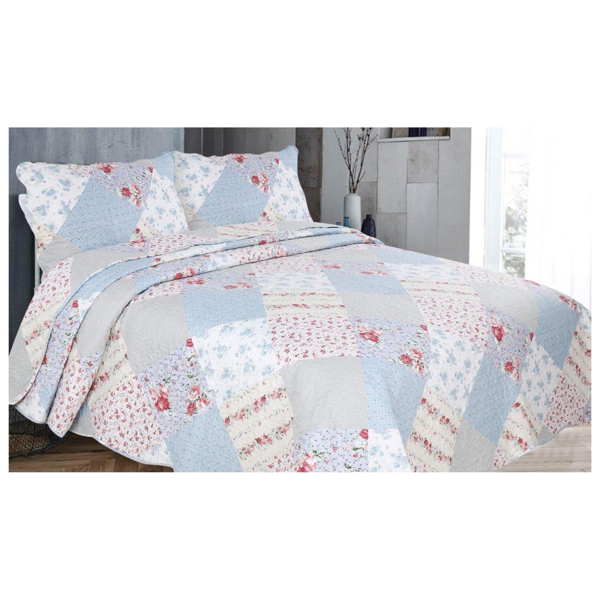 3pc Printed Bed Spread Brok Hampton Double Multi