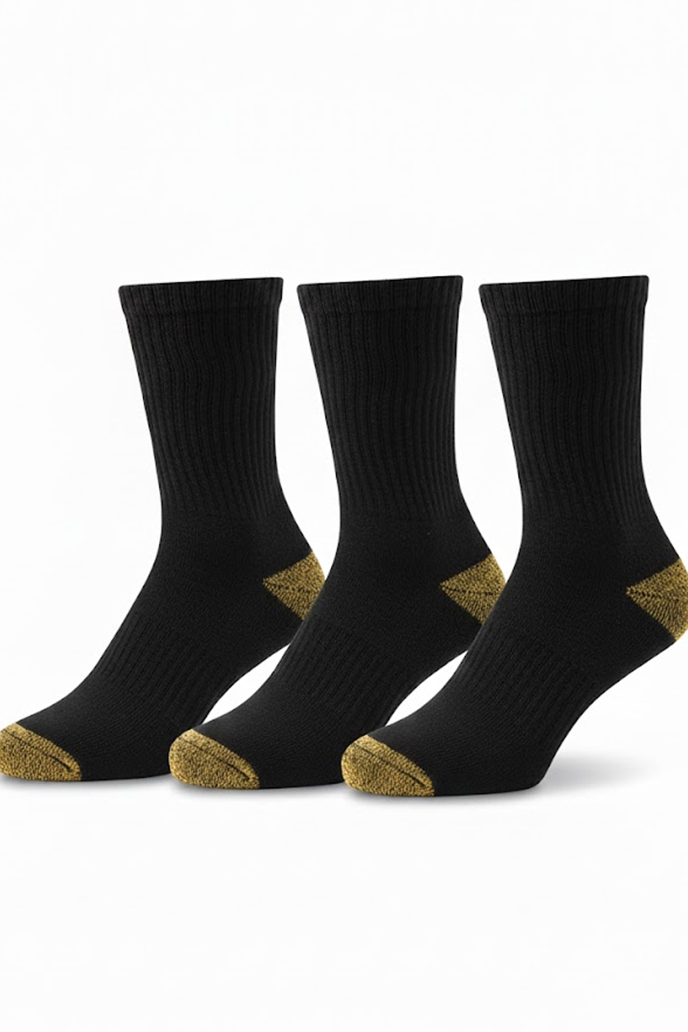 3pk Men Work Socks with Yellow Heel