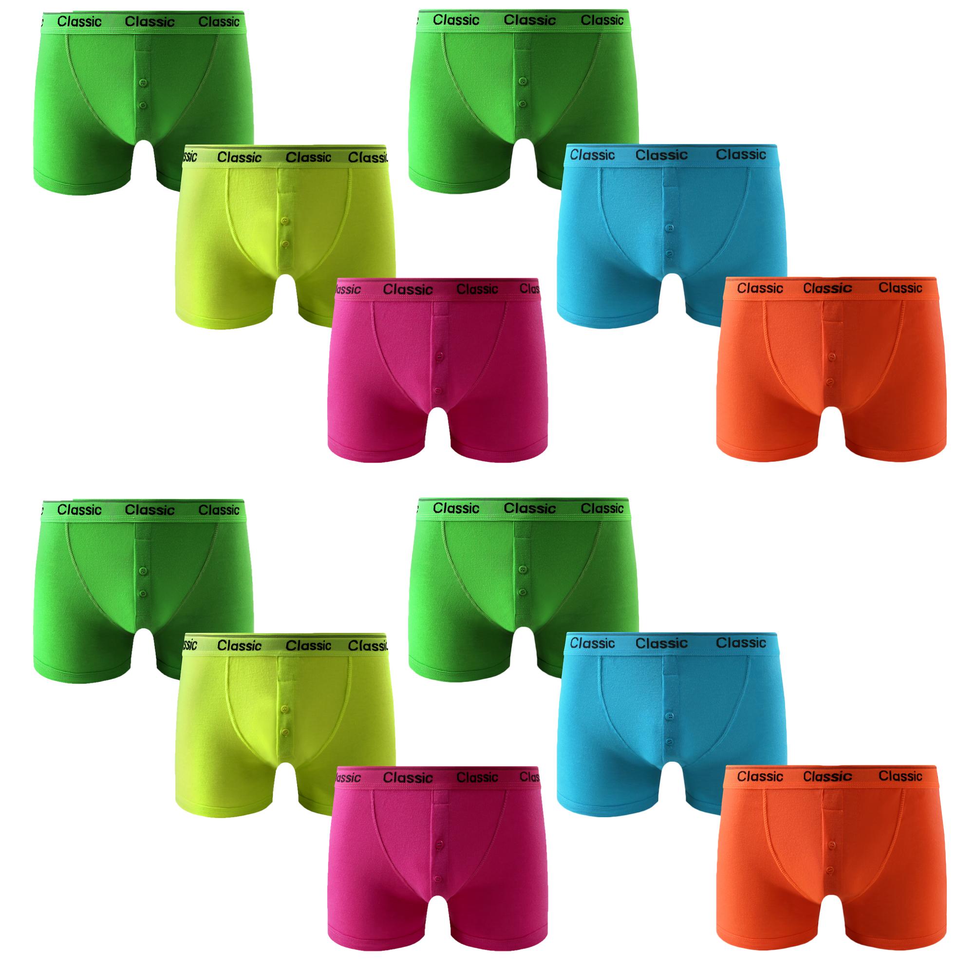3pk Mens Neon Classic Matching Elastic Boxer Shorts