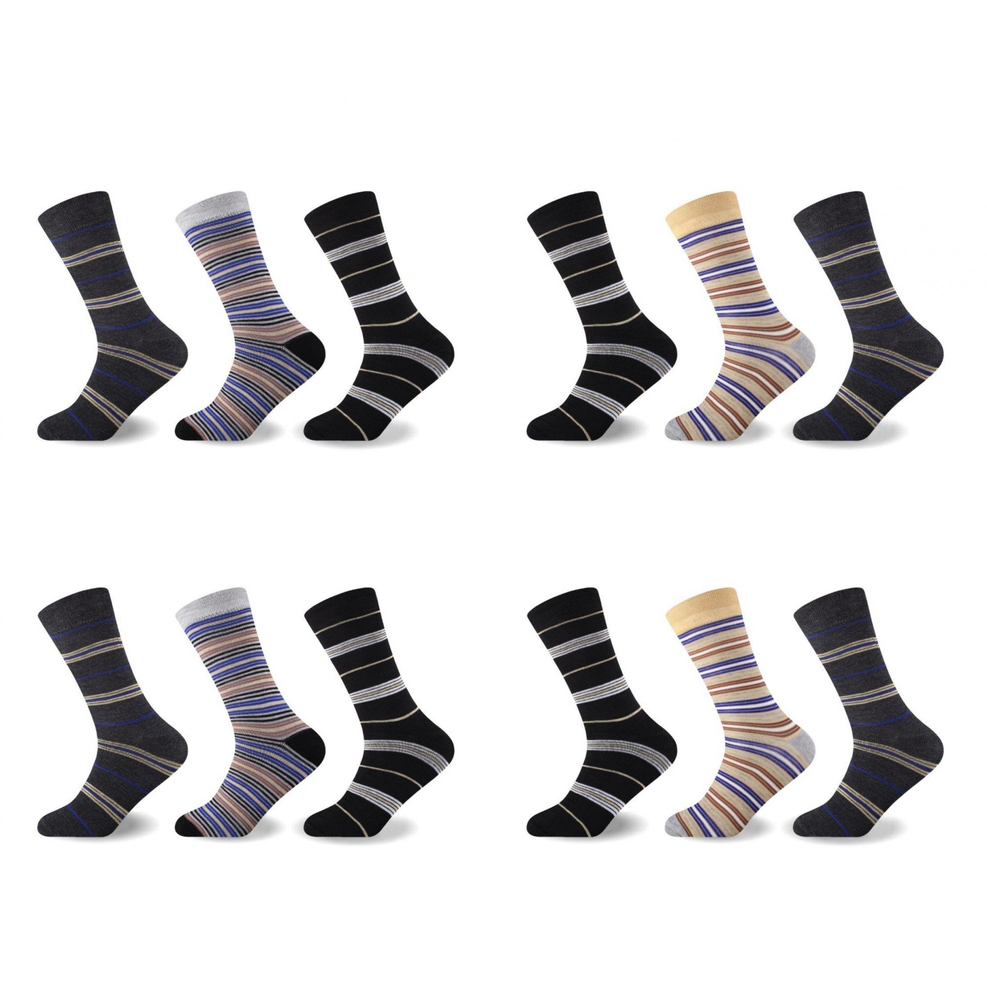 3pk Mens Stripe Non-elastic Socks - 3928