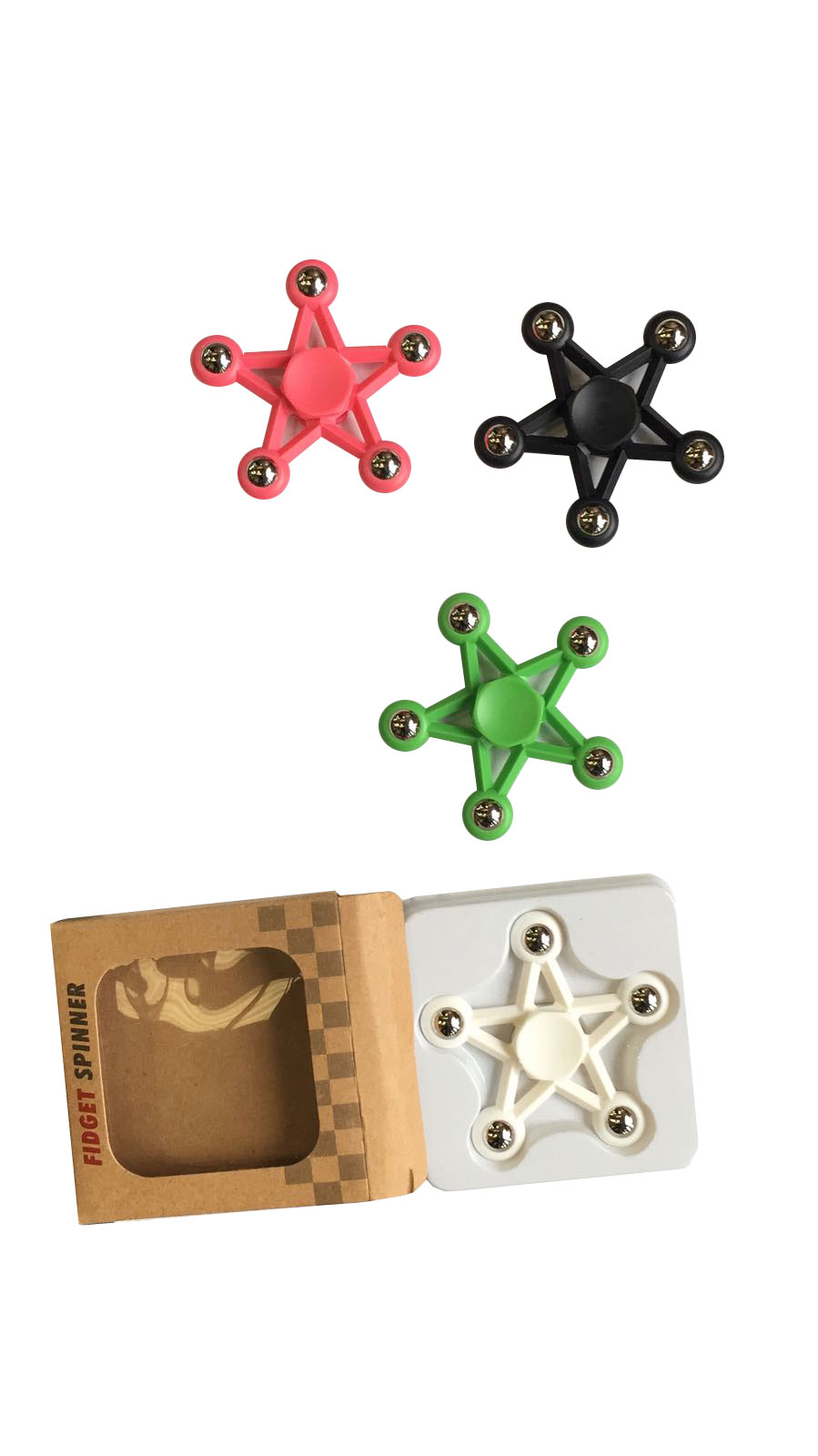 5 Balls Star Shaped Fidget Spinner Toy (Assorted)