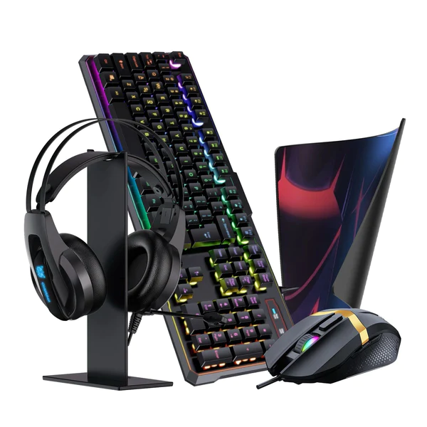 5 IN 1 Black Computer RGB Gaming Keyboard Mouse And Mouse Pad Gaming Keyboard Combo With Mouse Gift Set