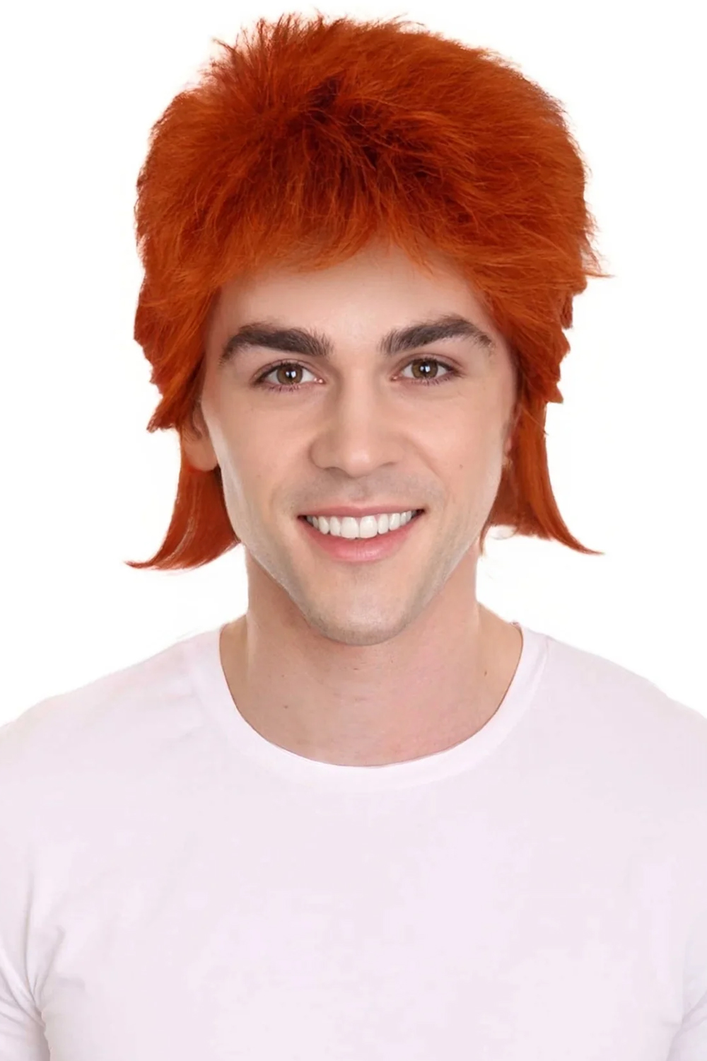 80s Bowie Mullet Wig–Orange