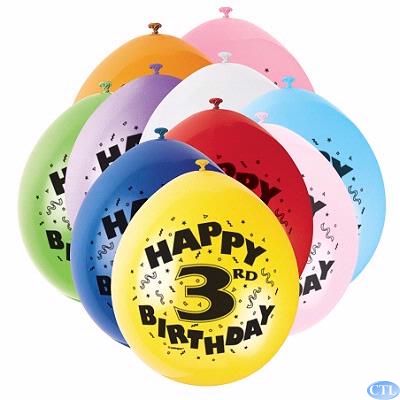 Age 3rd Printed Balloons (Pack of 20)