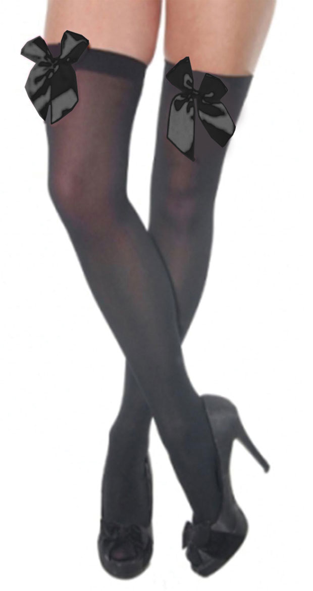 Crazy Chick Black Stockings with Black Bow