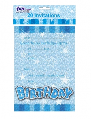 Blue Birthday Glam Invites (Pack of 20)
