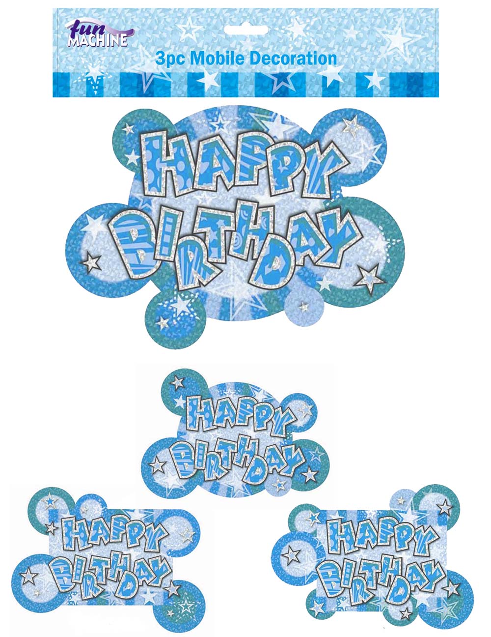 Blue Birthday Glam Mobile Decoration (Pack of 3)