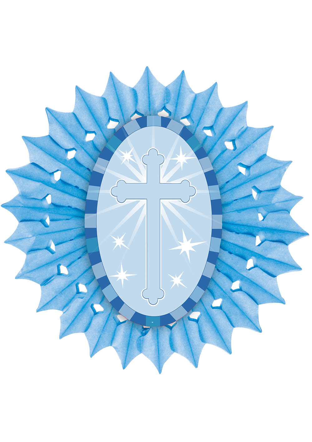 Blue Paper Fan With Cross