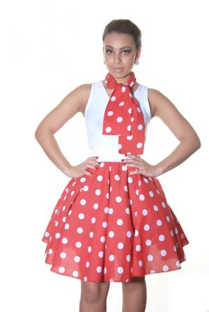 Crazy Chick Adult Red White Polka Dot Skirt (18 Inches)