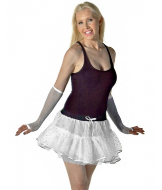 Crazy Chick Adult Sequin 4 Layers  White Tutu Skirt