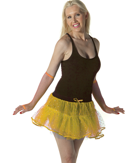 Crazy Chick Adult Sequin 4 Layers  Yellow Tutu Skirt