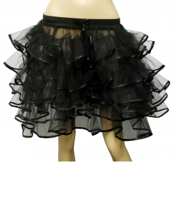 Crazy Chick Adult 5 Layers Black Tutu Skirt with Ribbon (Approximately 18 Inches Long)