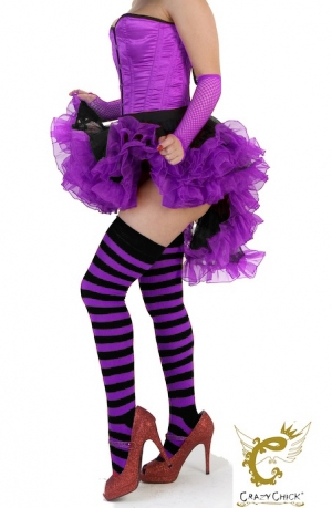 Crazy Chick Adult Black Purple Burlesque Ruffle Tutu Skirt