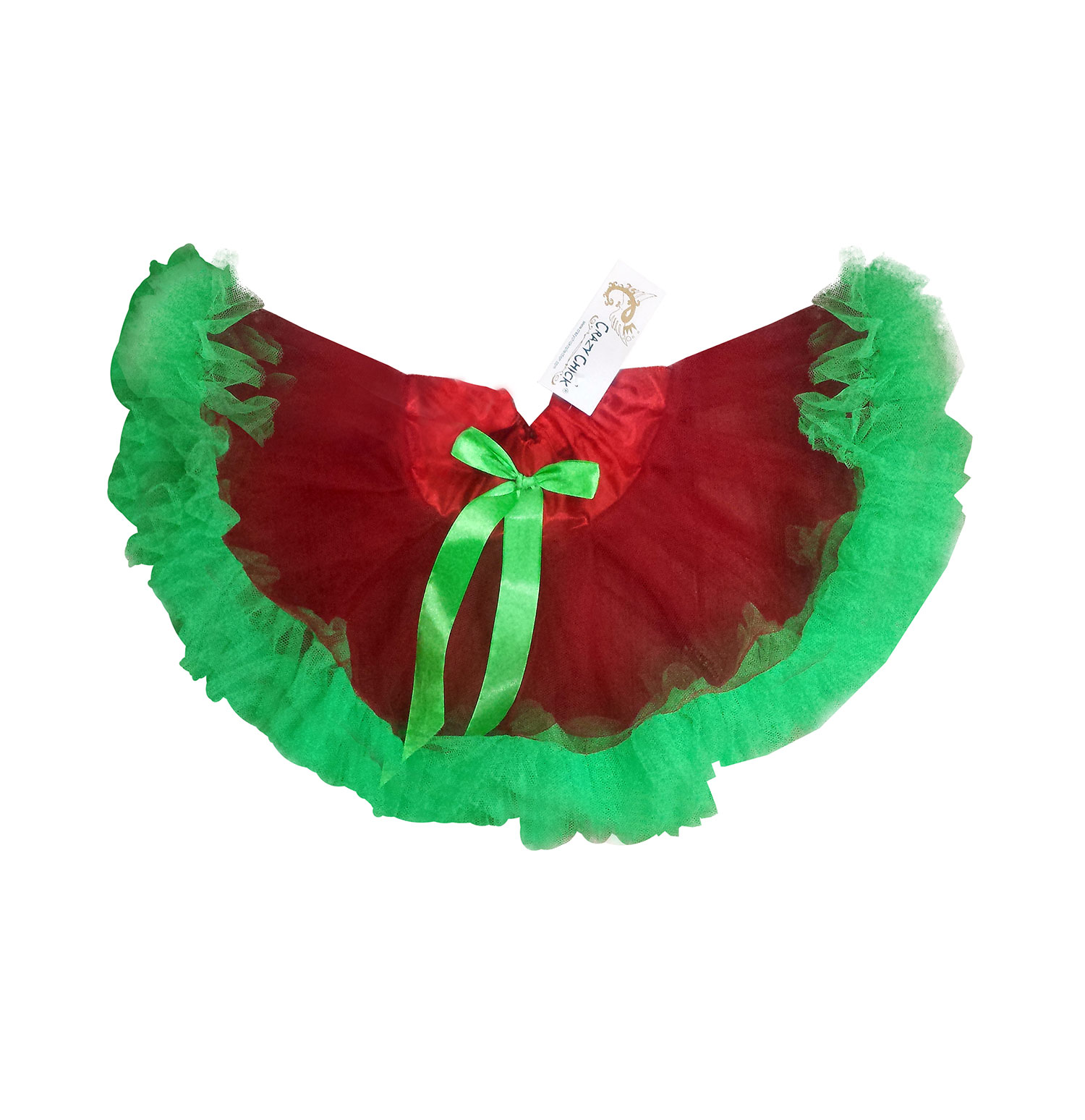 Crazy Chick Adult Red and Green Christmas Tutu Skirt