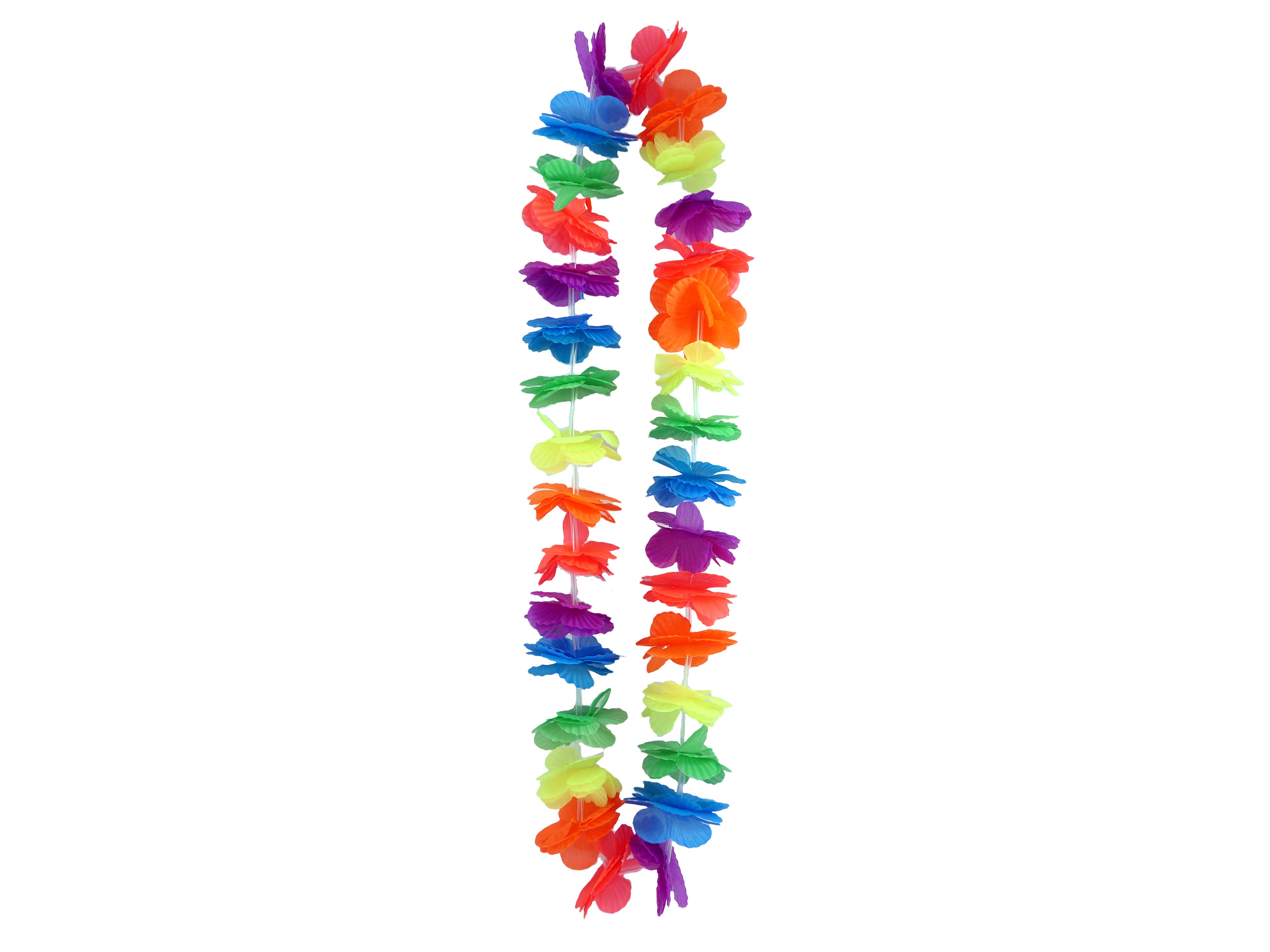 Deluxe Lei Hula With 6cm Petal Neon Multicolour 100cm (Pack of 12)