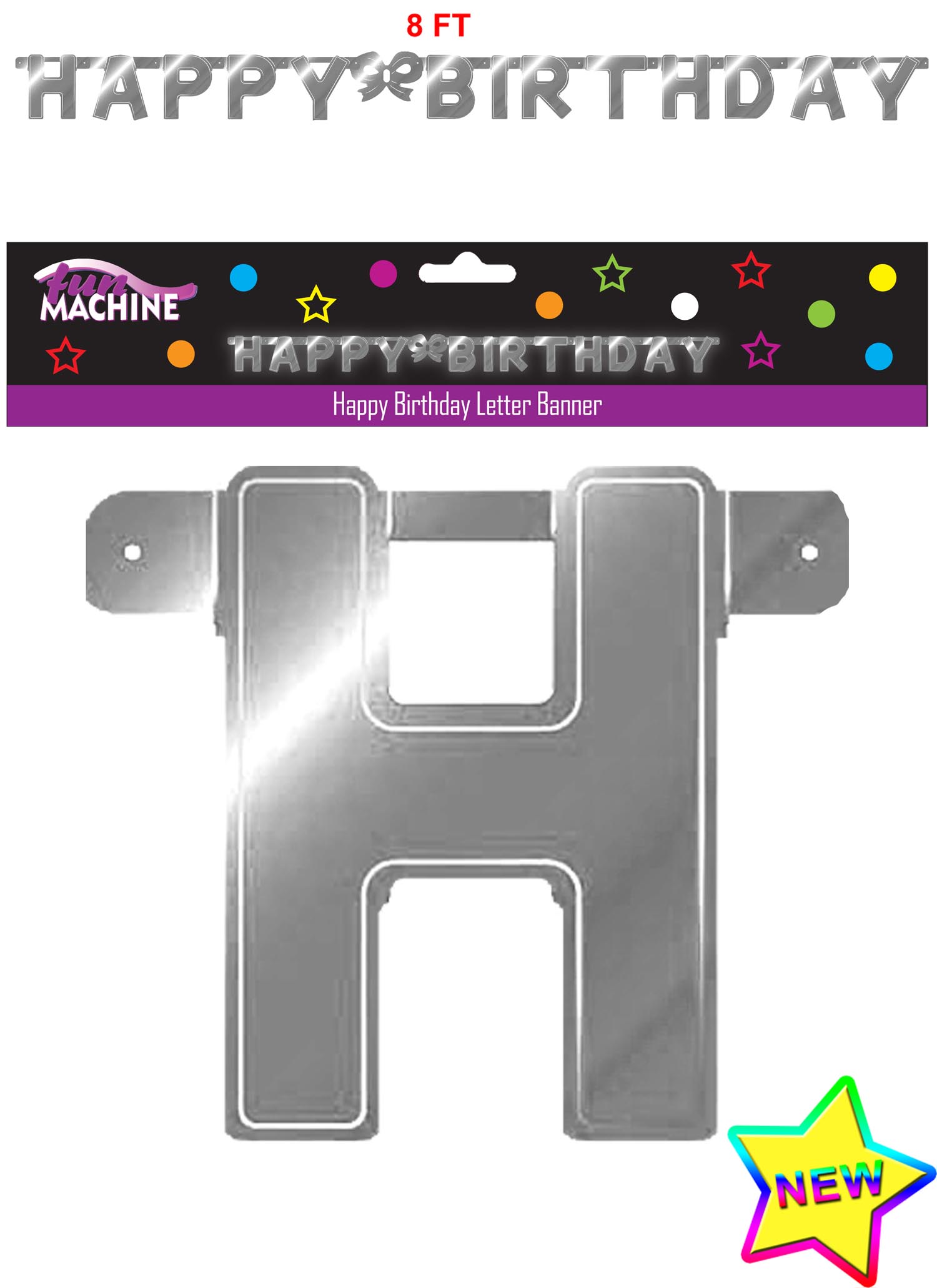 Giant Silver Birthday Letter Banner