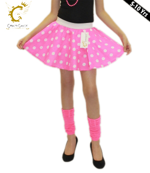 Crazy Chick Girls Pink White Polka Dot Skirt