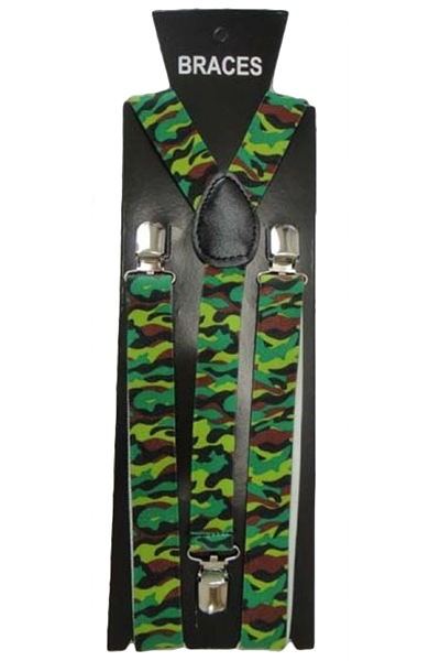 Wickedfun Green Camouflage Printed Braces (2.5 cm)