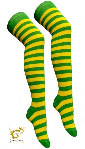 Green Yellow OTK Stripe Socks (12 Pairs)