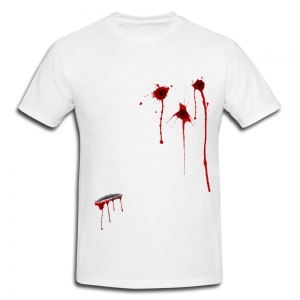 Wickedfun Halloween White Bullets wound and Scar Printed T-Shirt