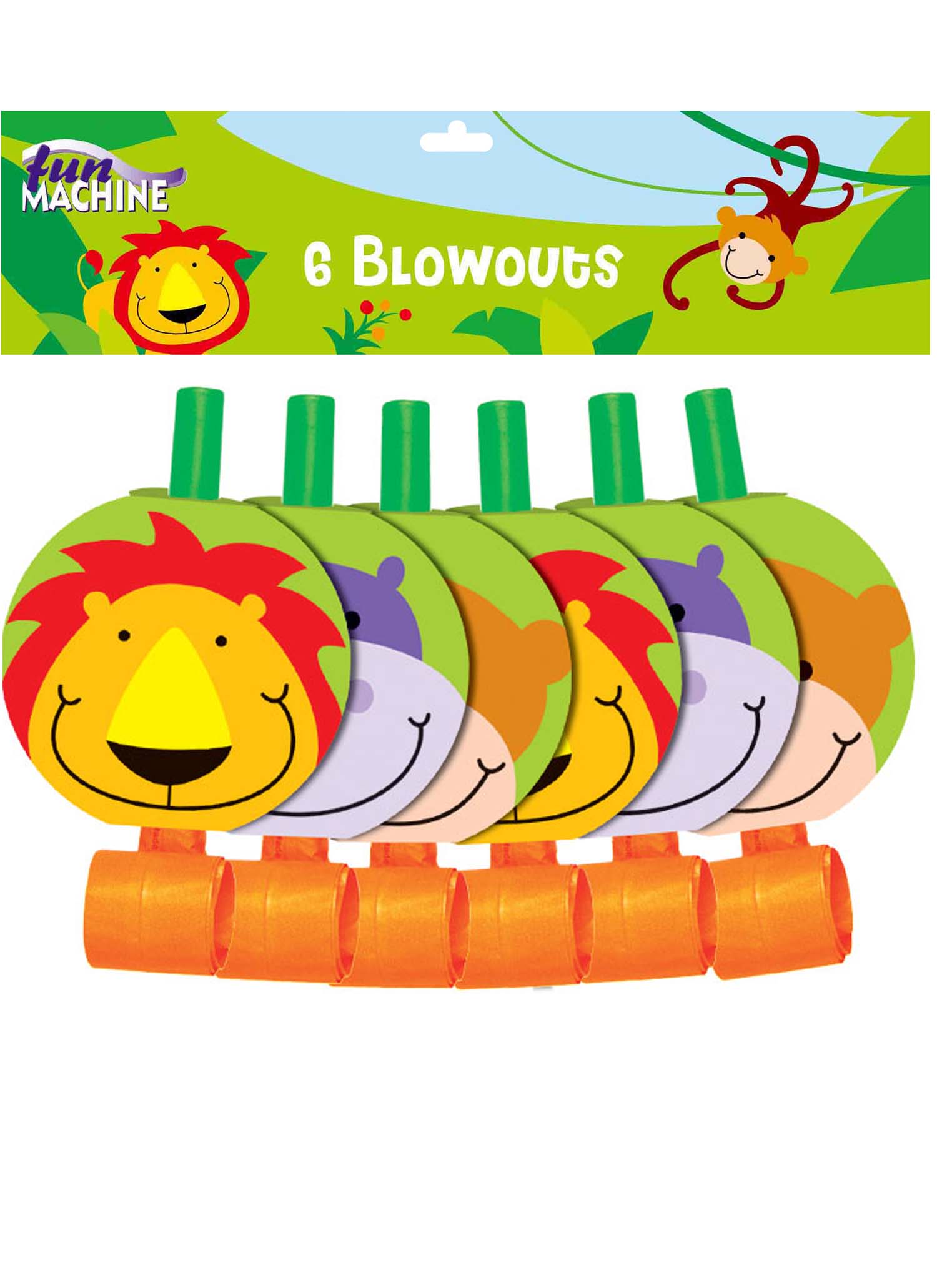 Jungle Party Disk Blowers (Pack of 6)