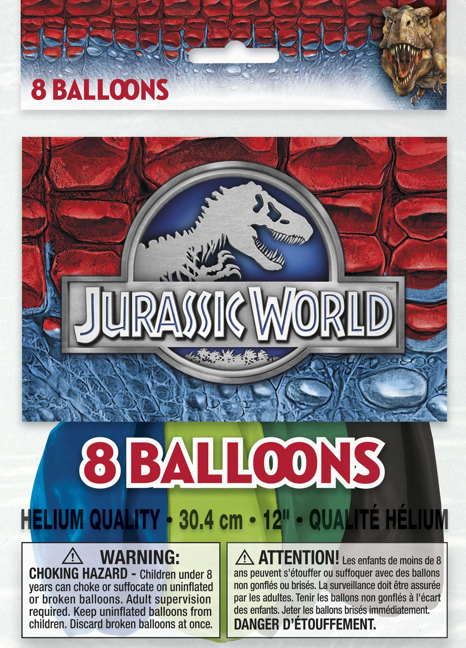 Jurassic World 12 Inches Balloons (Pack of 8)