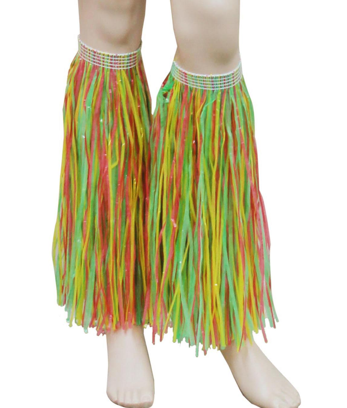 Multi Hawaiian Hula Straw Leg Cuffs