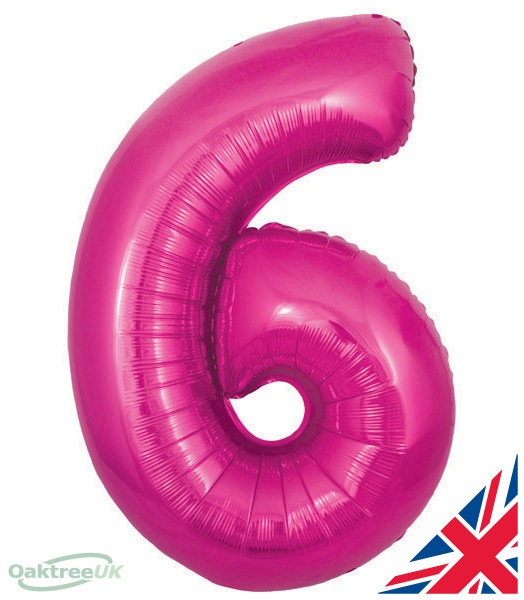Number 6 Pink Balloon (30 Inches)