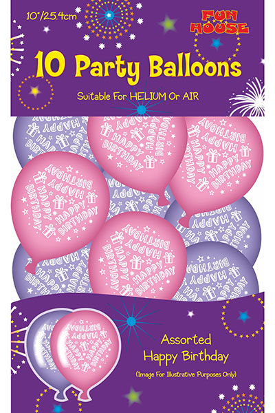 Pink Birthday Party Balloons (Pack of 10)