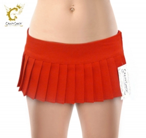 Crazy Chick Adult Sexy Plain Red Mini Pleated Skirt