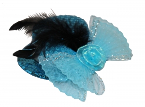 Turquoise Sequin Fascinator With Feather