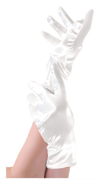 Wickedfun White Satin Short Gloves