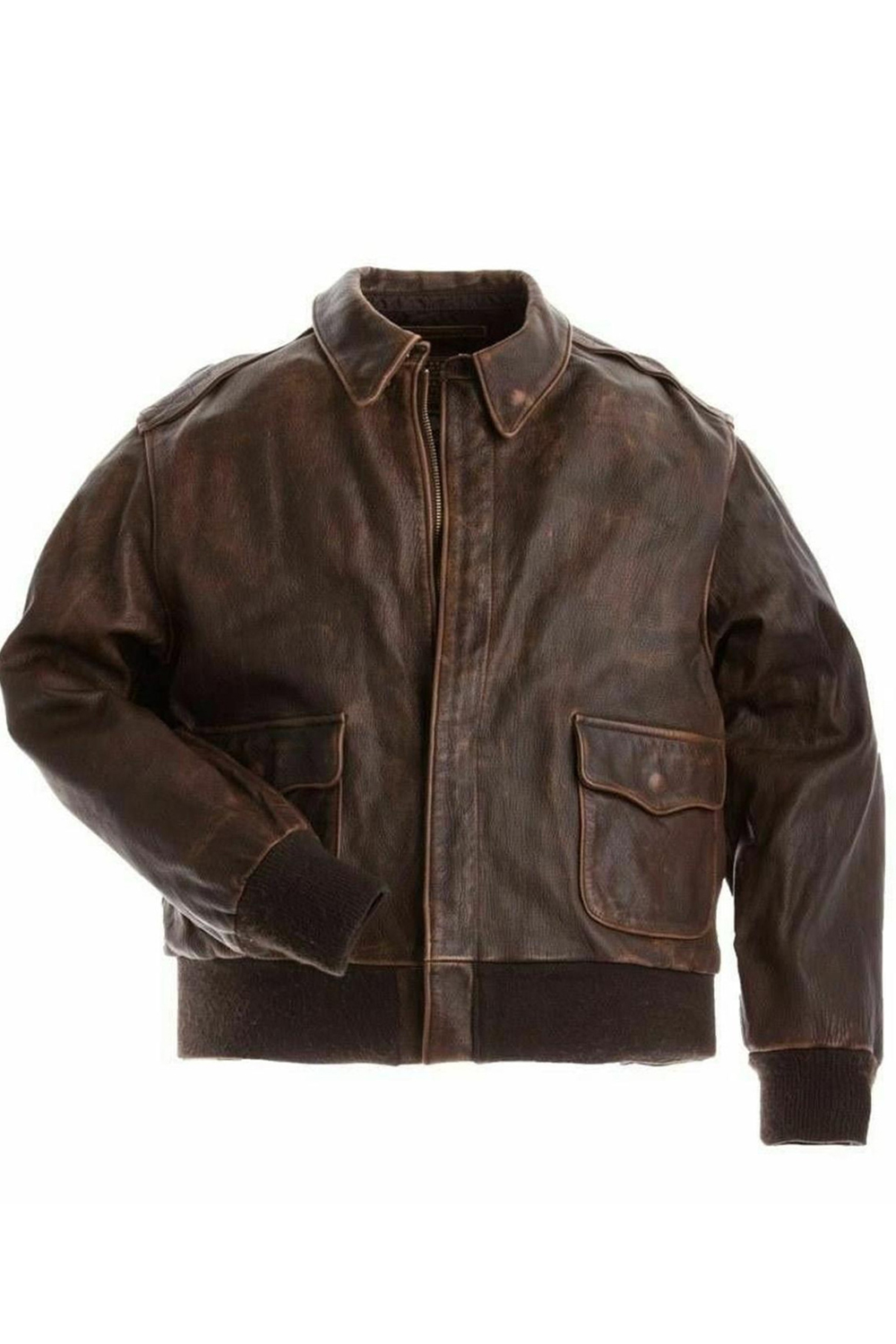 A2 Flight Pilot Bomber Distressed Leather Jacket Brown